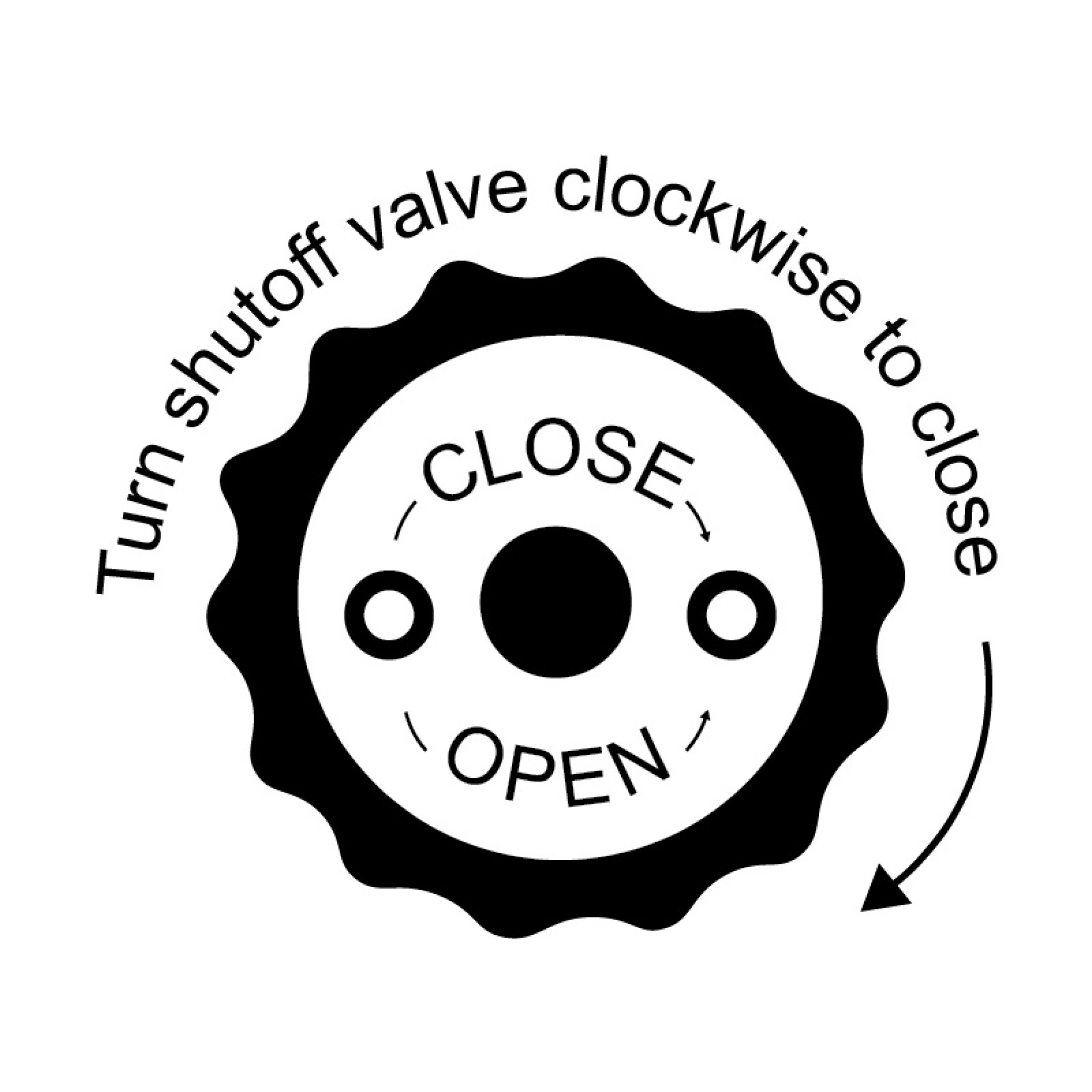 Turn shutoff valve clockwise to close