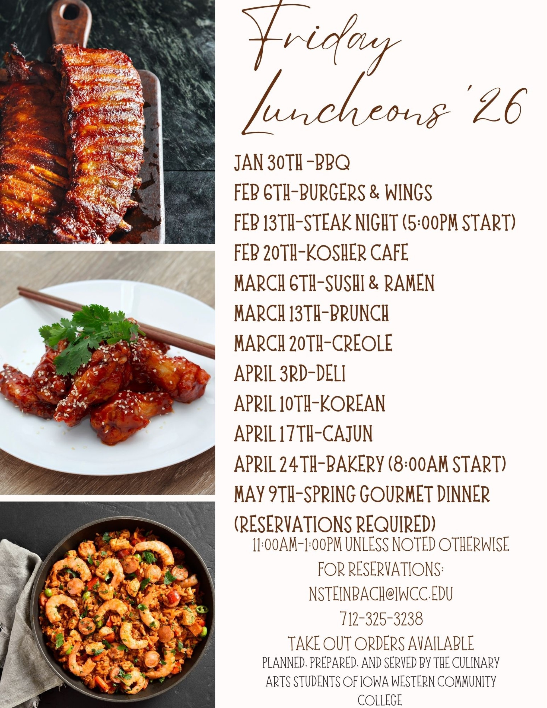 Iowa western culinary schedule