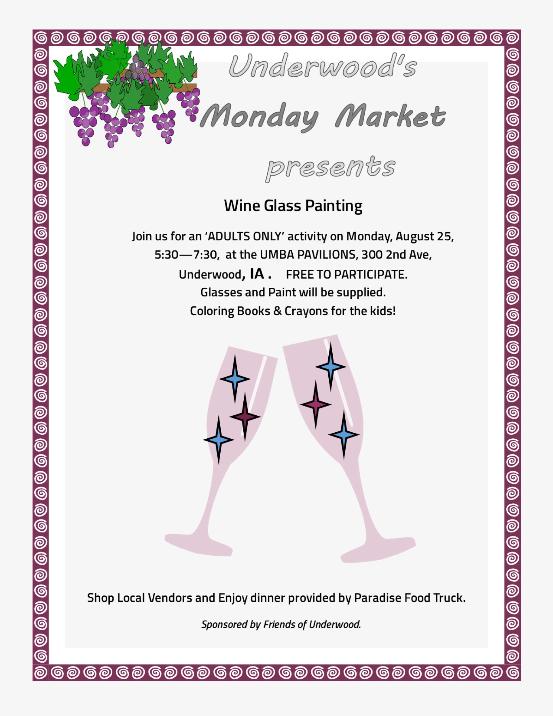 August 25 features wine tasting
