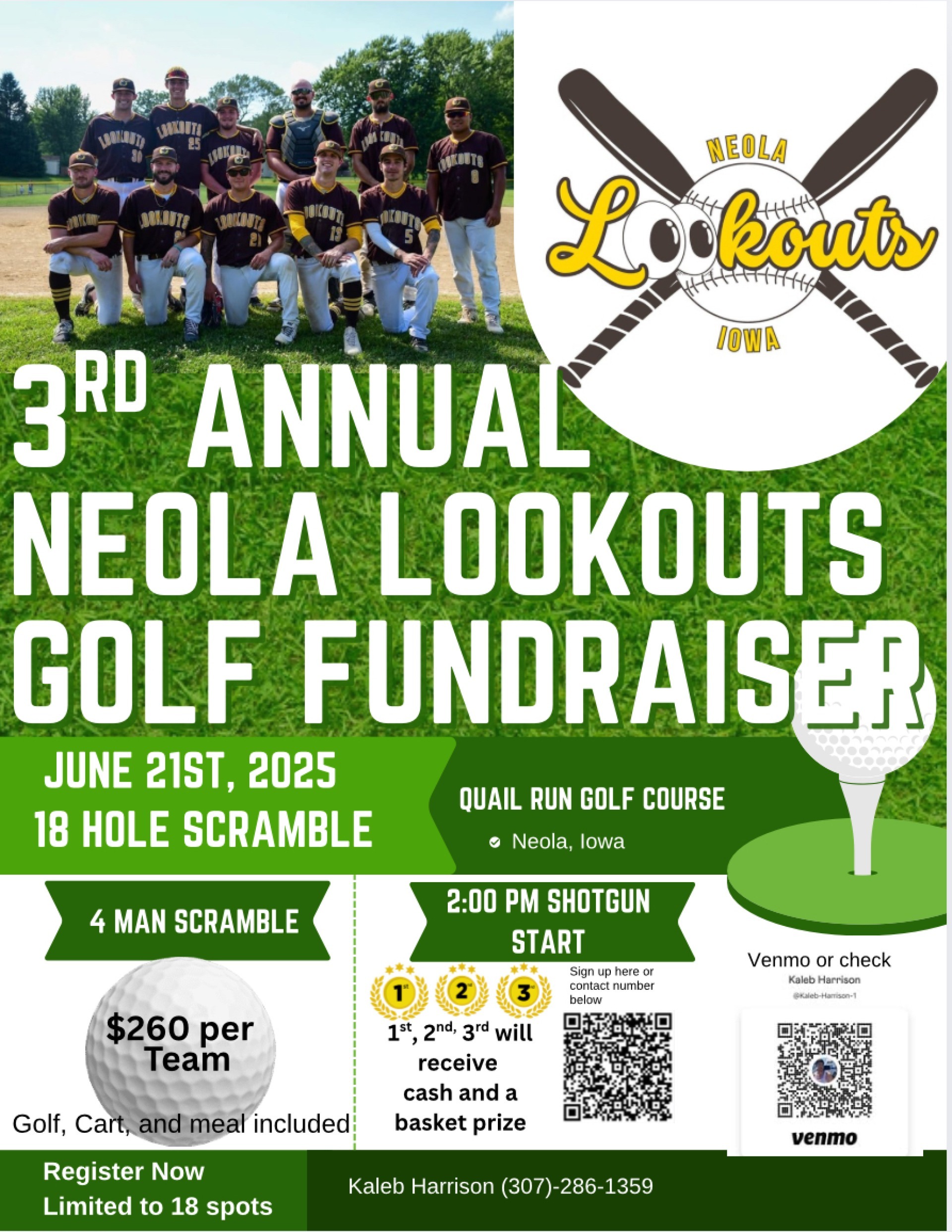 Neola Lookouts Golf Fundraiser Flyer