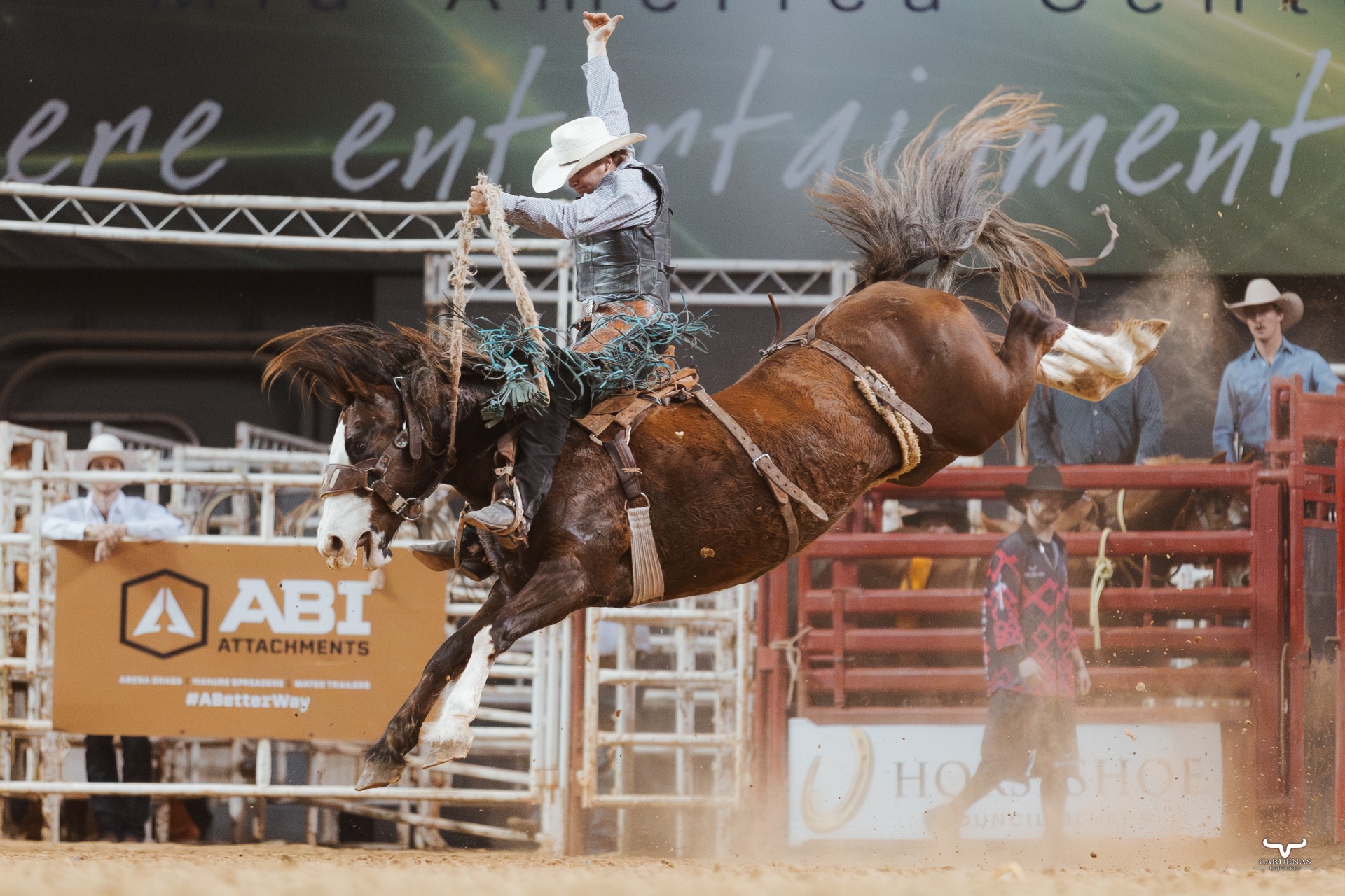 Person riding a horse at the council bluffs rodeo