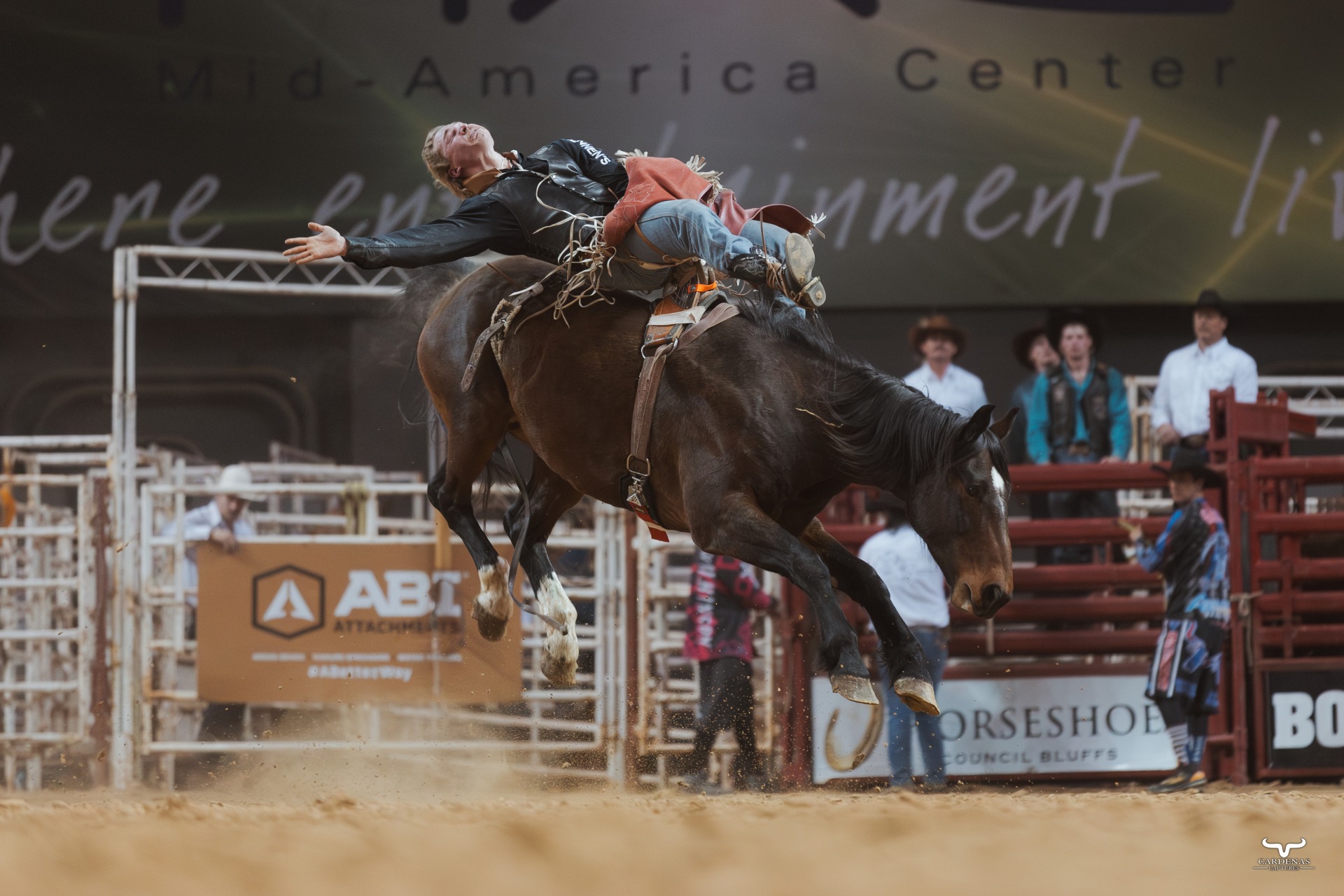 Person riding a horse at the Council Bluffs Rodeo
