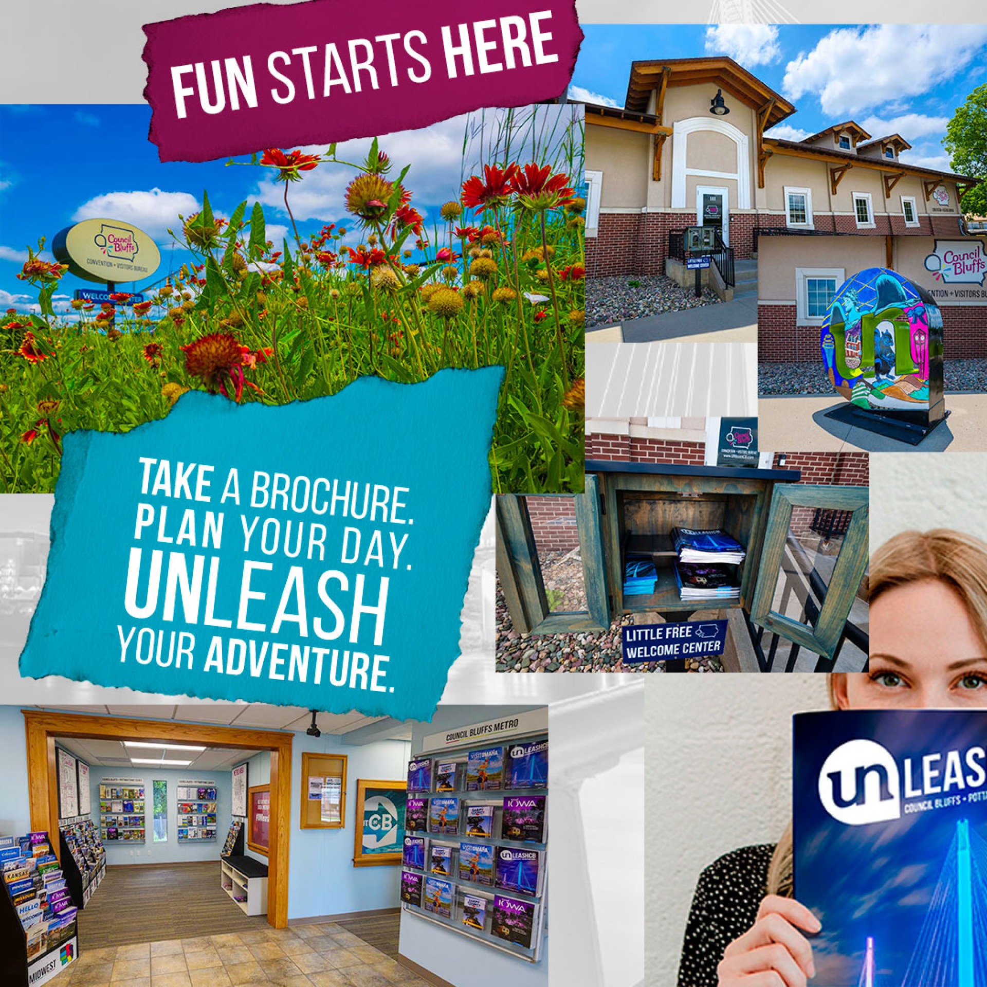Native plants outside the welcome center invite guests inside to explore literature